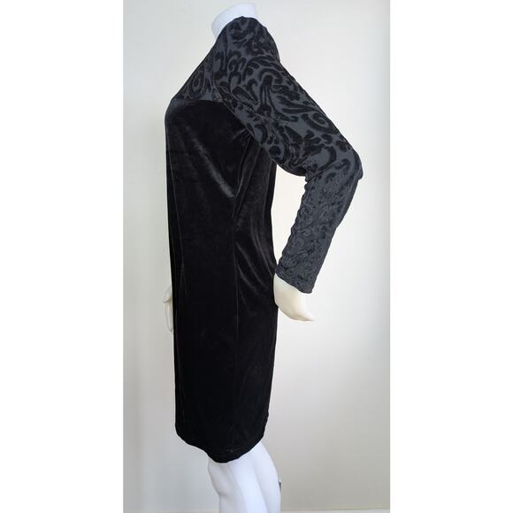 VTG Diane Von Furstenberg Sheath Minidress Medium Black Velvet Burnout Cocktail - Picture 6 of 9